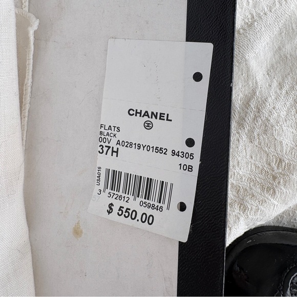 🥀 Authentic Classic CHANEL Ballet Flats in Black Leather Patent Cap-toe sz 37.5🥀 - Picture 5 of 16